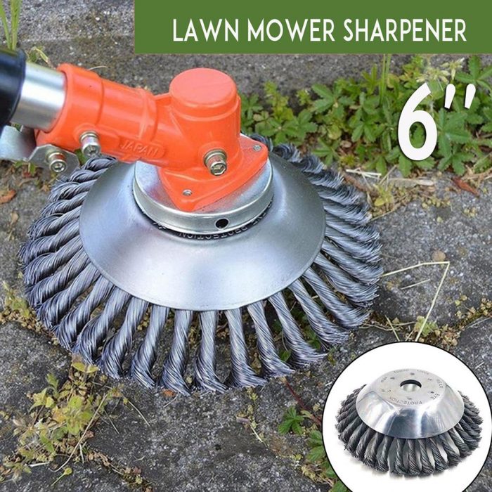 6/8inch Steel Wire Wheel Garden Weed Brush Lawn Mower Grass Eater Trimmer Brush Cutter Tool Garden Grass Trimmer Head Weed Brush