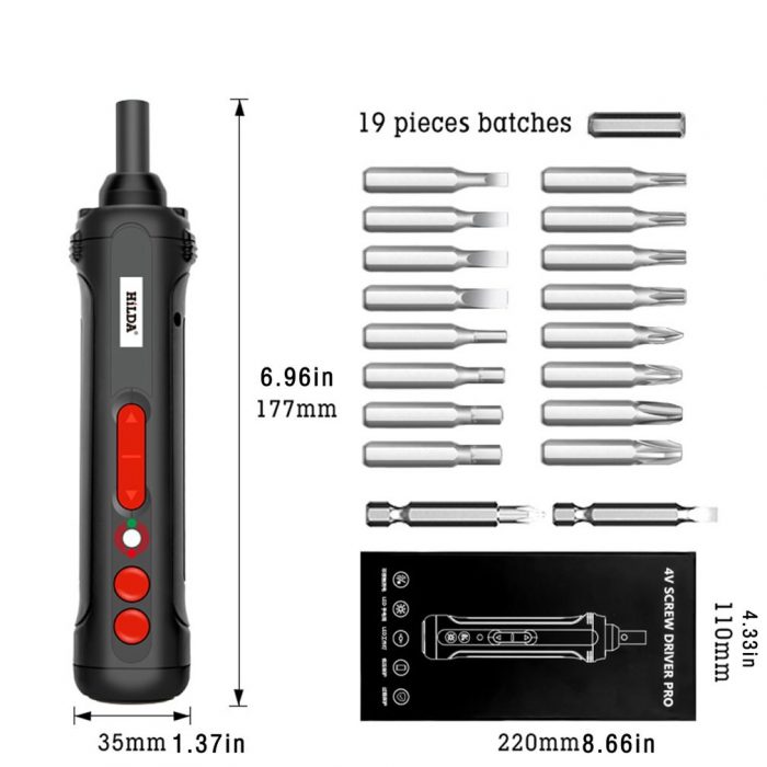 Electric Screwdriver Set Usb Charging 2000mah 4v Convenient Bolt Driver Handheld Mini Screw Driver Led Lamp