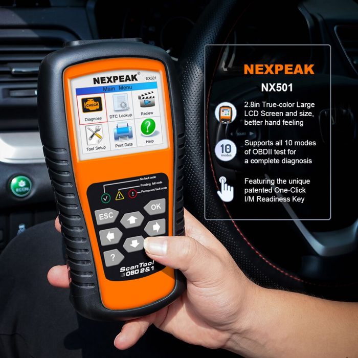 NEXPEAK NX501 OBD2 Automotive Scanner OBDII Code Reader Diagnostic Tool Check Engine Multi-languages Car Tools Full OBD2 Scanner