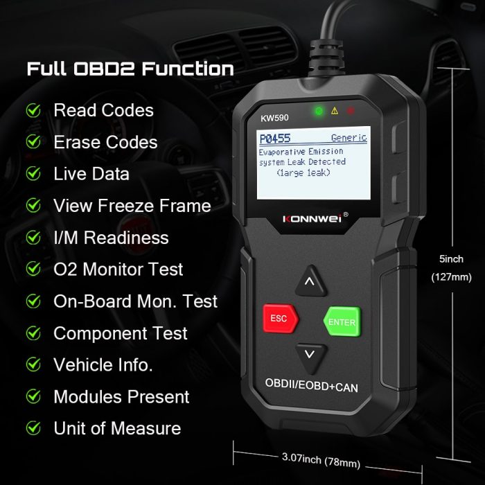 2020 OBD Diagnostic Tool KONNWEI KW590 Car Code Reader automotive OBD2 Scanner Support Multi-Brands Cars&languages Free Shipping