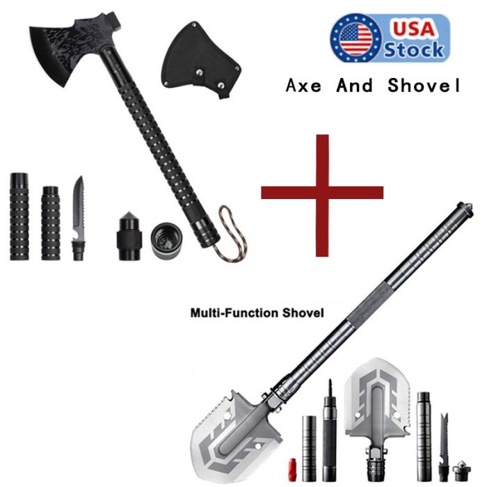 Foldable Camping Axe Shovel Multi-Tool Kit Survival Emergency Gear Portable Outdoor Axe Shovel Set Garden Tools Dropshipping