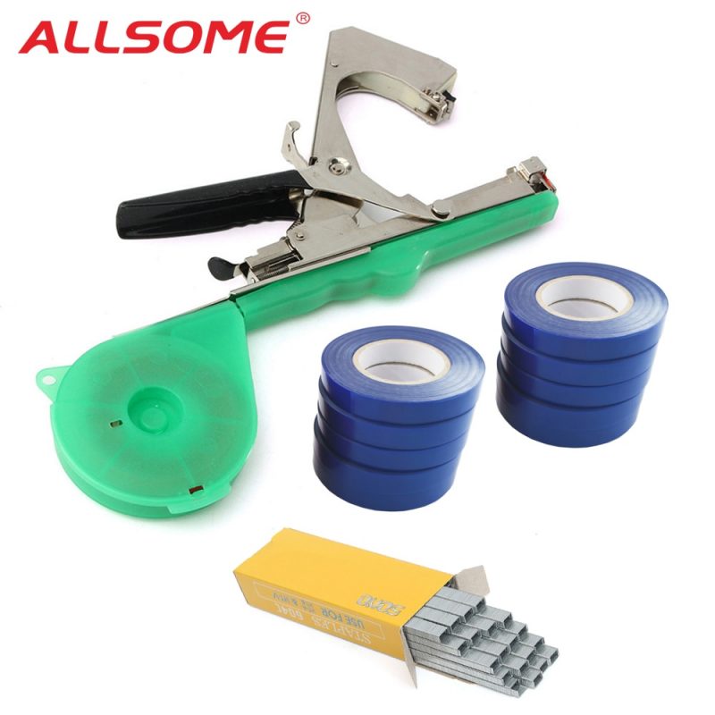 ALLSOME Tying Machine Plant Garden Plant Tapetool Tapener 10 Rolls Tape Set for Vegetable, Grape, Tomato,Cucumber, Pepper Flower