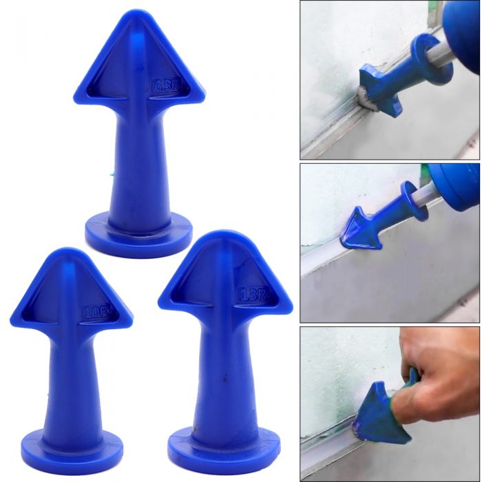 3PCs Caulk Nozzle Applicator Silicone Caulking Tools Sealant Finishing Grout Kit Smooth Scraper Floor Cleaning Tile Dirt Spatula