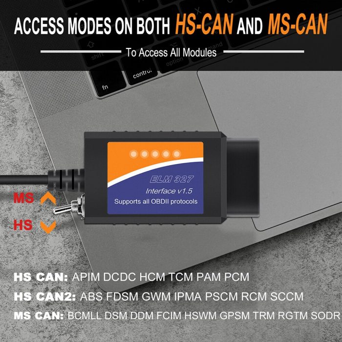 Automobile ELM327 USB OBD2 OBDII Code Reader Scan Tools for Ford HS-CAN/MS-CAN Switch Forscan ELM 327 OBD 2 Car Diagnostic Tool