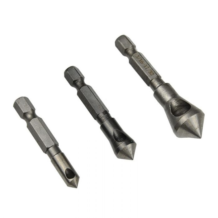 3pcs/lot 90 Degrees Countersink Bit Set Deburring Drill Bits Tapper Hole Hand Tools Wood Wooden Metal Plastic Chamfer Set