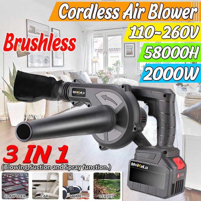 2000W 2 in 1 Cordless Electric Air Blower & Suction Handheld Leaf Computer Dust Collector Cleaner Power Tool 58000mAh/20800mAh