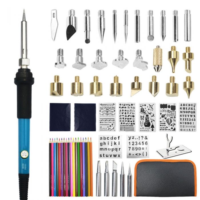 60W Carving Pyrography Pen Kit Adjustable Temperature Soldering Iron Wood Burning Kit 110V 220V Welding Repair Tools