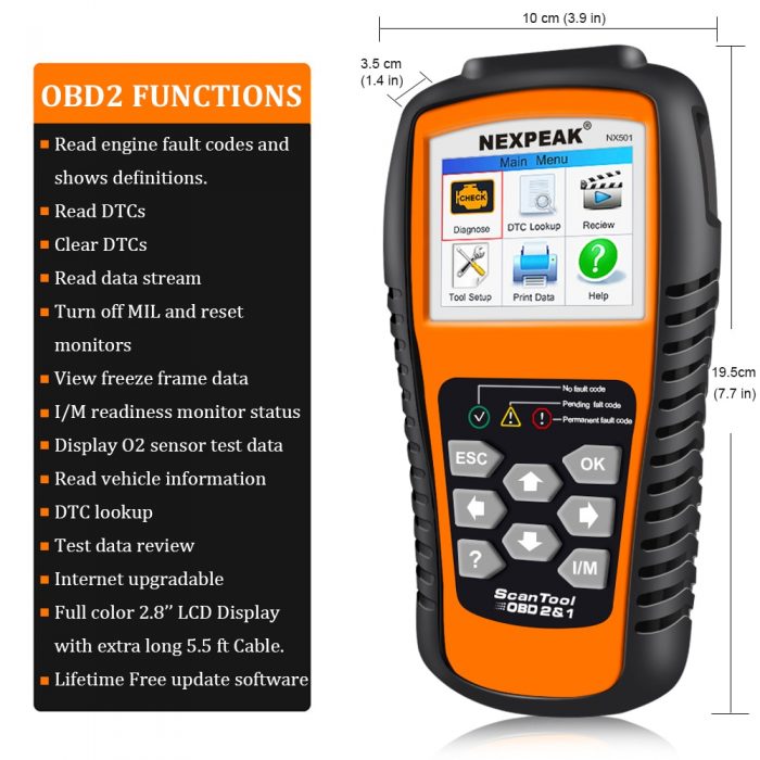 NEXPEAK NX501 OBD2 Automotive Scanner OBDII Code Reader Diagnostic Tool Check Engine Multi-languages Car Tools Full OBD2 Scanner