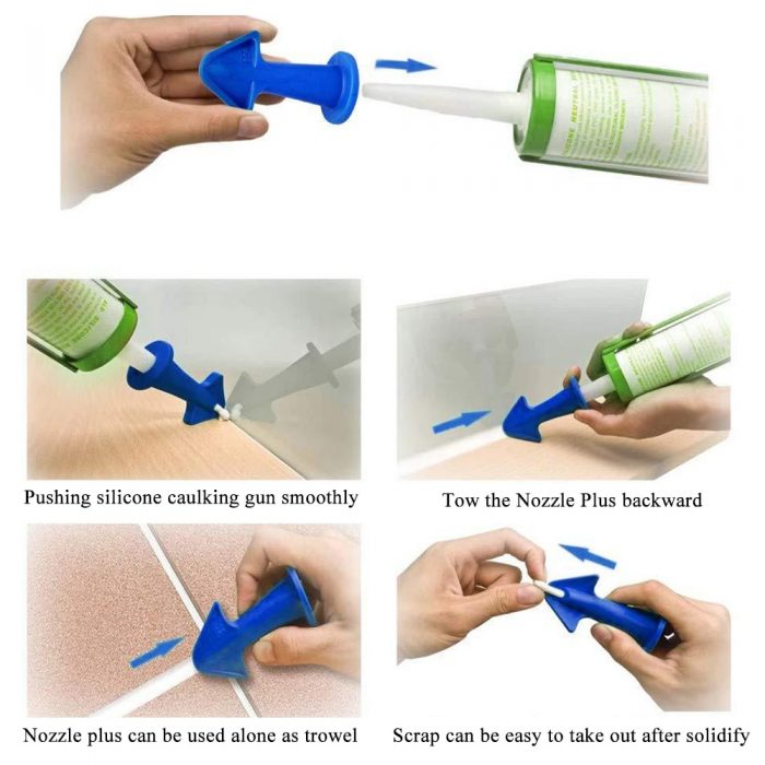 3PCs Caulk Nozzle Applicator Silicone Caulking Tools Sealant Finishing Grout Kit Smooth Scraper Floor Cleaning Tile Dirt Spatula