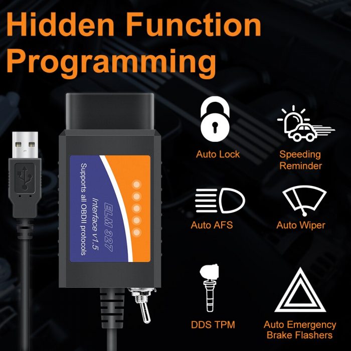 Automobile ELM327 USB OBD2 OBDII Code Reader Scan Tools for Ford HS-CAN/MS-CAN Switch Forscan ELM 327 OBD 2 Car Diagnostic Tool