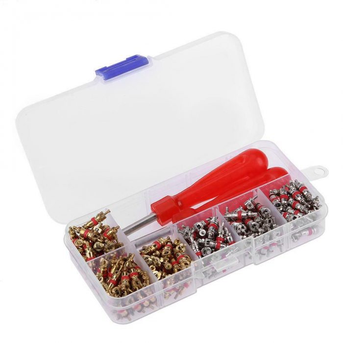 242Pcs/box Car Air Condition Valve Cores R134A Car A/C Core Valves Automotive Air Conditioning Assortment Kit Removal Tool